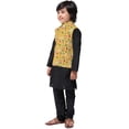 thumbnail image 2 of eloria Boys Hawaii Printed Nehru Jacket Front Button Closure Casual Party Wear Vest Waistcoat Mustard, 2 of 7