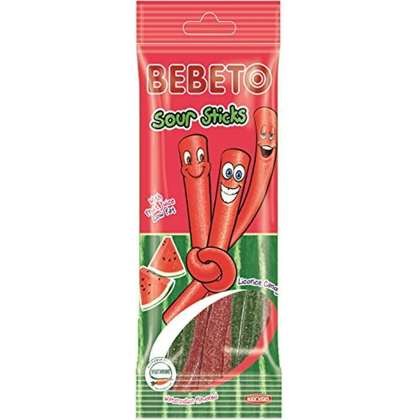 Bebeto Sour Candy Sticks Watermelon Flavored Licorice Sour Candy Sticks With Fruit Juice 4 Oz Pack Of 6 Walmart Com