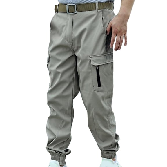 HOOMEUMY Men's Outdoor Quick Dry Hiking Pants Lightweight Water-Resistant Cargo Pants with Zipper Pockets Relaxed Fit Travel Camping Fishing Stretch Long Pants Yellow S