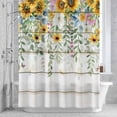 thumbnail image 3 of Spring Flower Shower Curtain for Bathroom Decor, Watercolor Country Yellow Pink Sunflower Floral Leaf Wood Grain Waterproof Fabric Shower Curtain, 54"x78" Set with 12 Hooks, 3 of 9