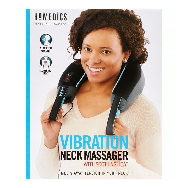 HoMedics Comfort Foam Vibration Neck Massager with Heat, NMSQ-216H-2,  2-Speeds