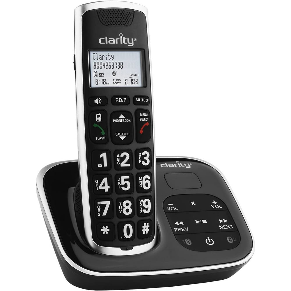 Clarity Amplified BT Cordless Phone with Answering Machine, Black