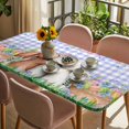 thumbnail image 3 of Easter Bunny Table Cloths for 6 Foot Rectangle Tables, Cute Rabbits Colorful Eggs Flower Purple Plaid Patio Waterproof Elastic Fitted Tablecloths, Washable Rectangular Table Cover for Camping, 3 of 8