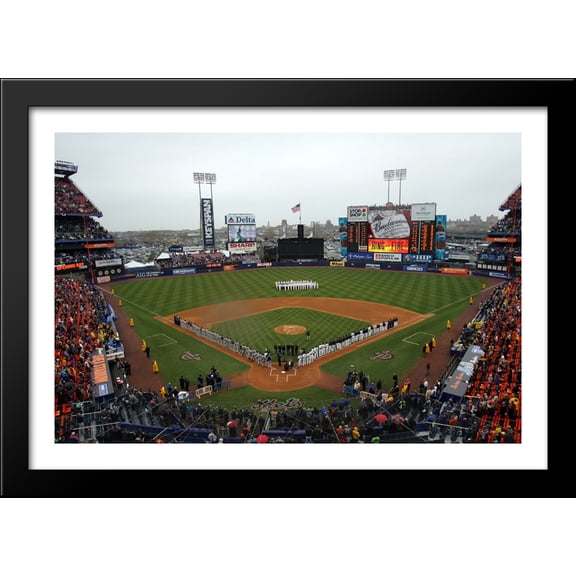 Shea Stadium 40x28 Large Black Wood Framed Print Art - Home of the New York Mets