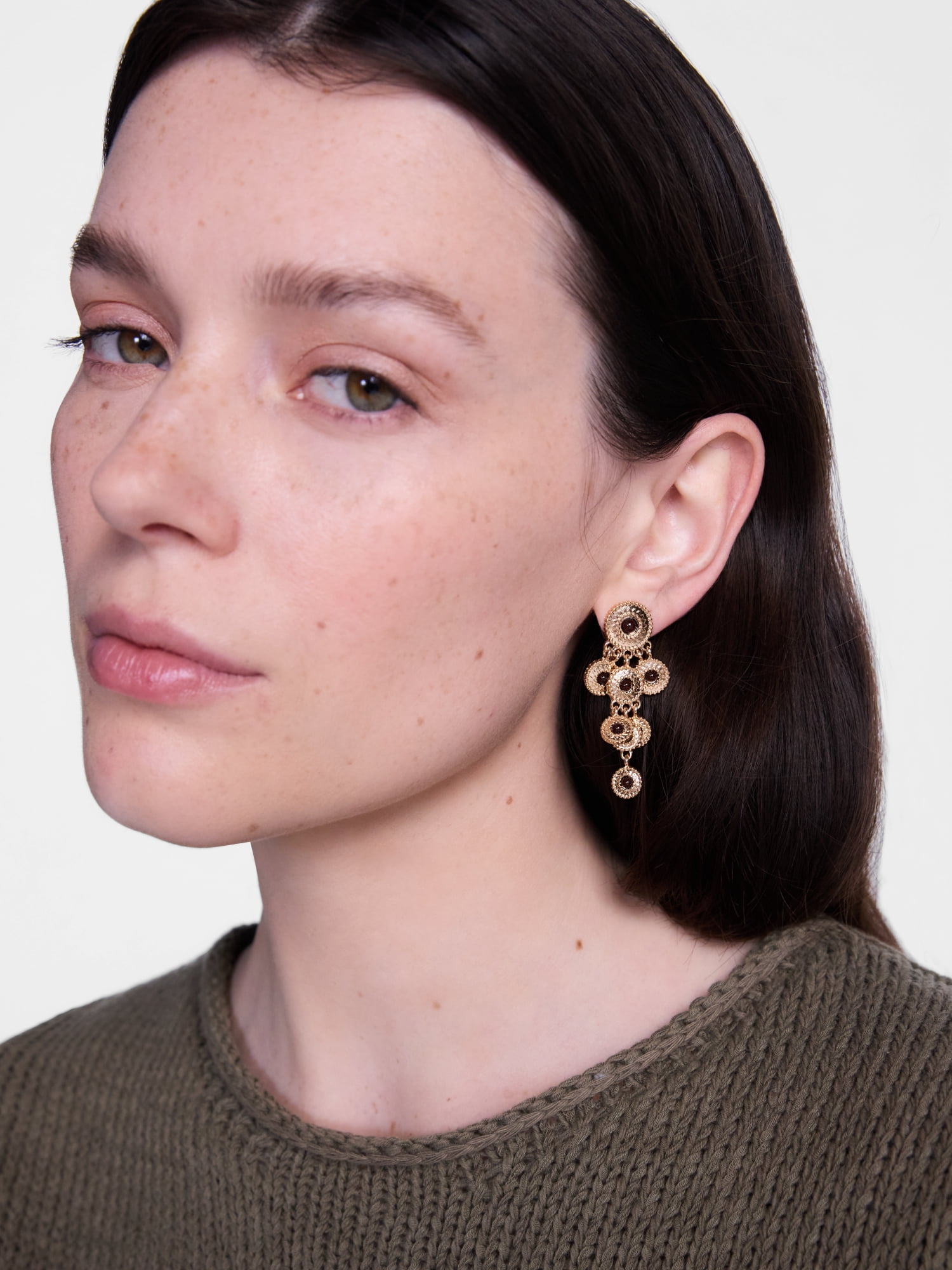 Scenario Women's Gold Tone Circle Drop Earrings