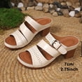 thumbnail image 7 of Rokment Ladies Platform Chunky Block High Heels Dressy Slip on Sandals for Women 2026 Summer Fashionable Leather Fish Mouth Open Toe Dress Slides Heeled Pumps Beige Size 6.5, 7 of 7