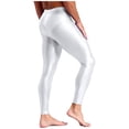 thumbnail image 6 of YiZYiF Men's Shiny Oil Leggings High Waist Stretchy Compression Pants Glossy Gym Fitness Underpants White L, 6 of 7