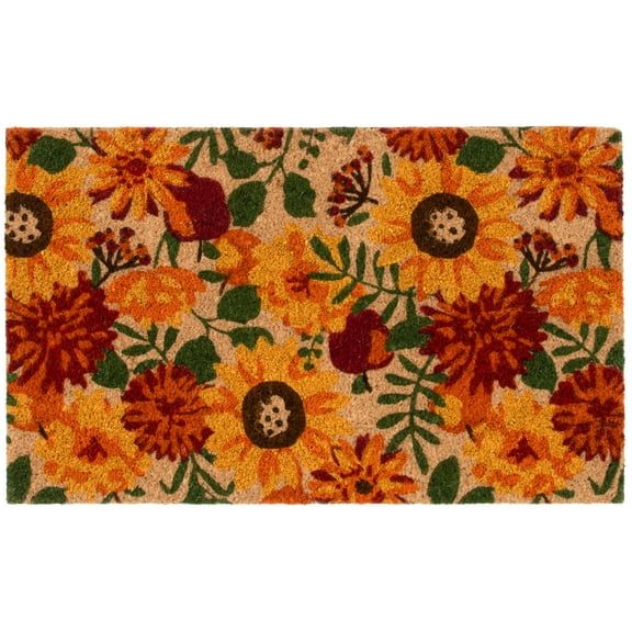 Way To Celebrate Fall Flowers Coir Outdoor Mat, 18"x30"