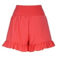 thumbnail image 6 of ITSAME Womens Casual Shorts, New Embroidered High Waist Ruffle Hem Pull-On Shorts with Pockets Watermelon Red, 6 of 9