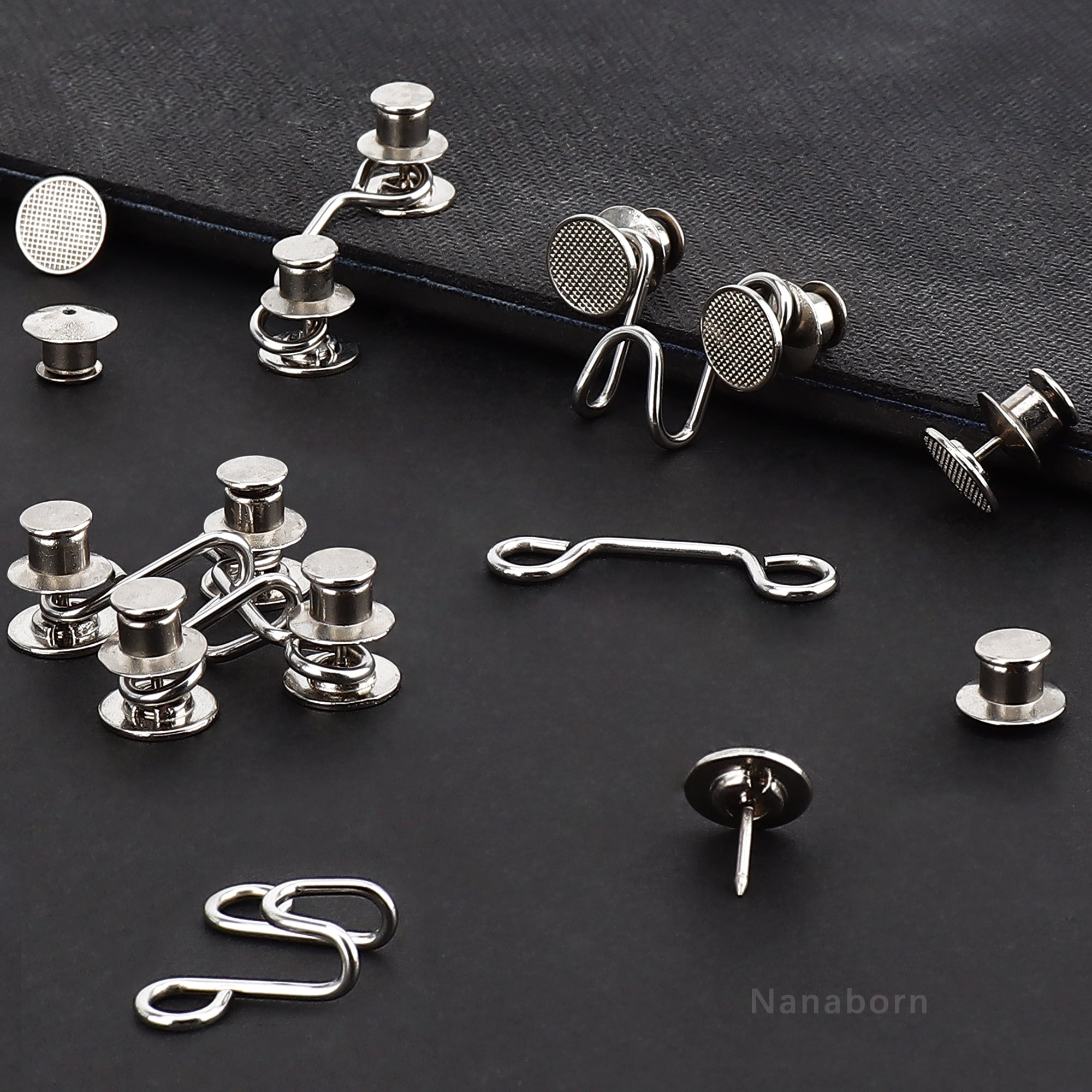 4 Pack Pant Waist Tightener Jeans Button Tightener Waistband Adjuster Clips (Silver)