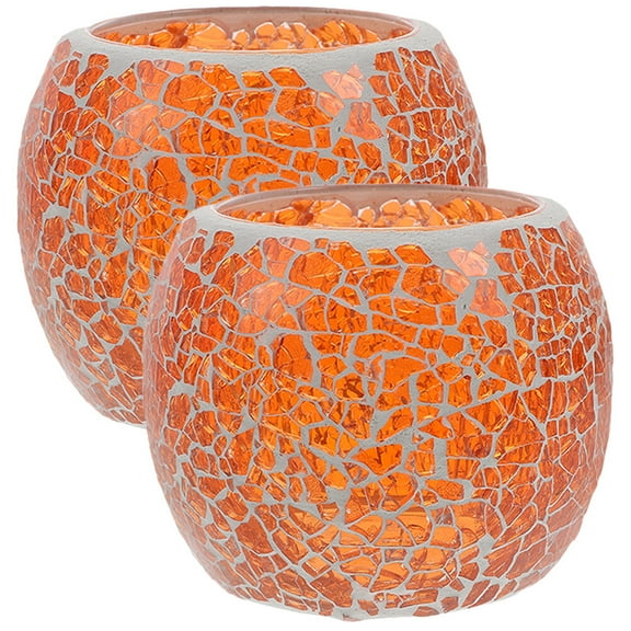 said 2Pcs Glass Tealight Candle Holder Mosaic Candle Holder Romantic Glass Tealight Candle Holder