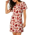 thumbnail image 2 of Xecao Tomatoes for Women's Loose Nightgown Sleepwear Short Sleeves Shirt Casual Print Sleepdress, 2 of 6