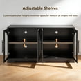 thumbnail image 2 of Leovanni 55" Sideboard Cabinet with Glass Doors Set of 2, Wood Buffet Cabinet with Adjustable Shelves and Cable Management, Storage Console for Dining Room, Living Room, Entryway, Black, 2 of 6