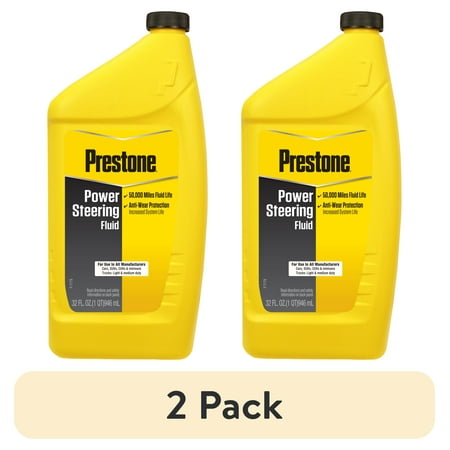 (2 pack) Prestone Power Universal Steering Fluid for Cars and Trucks - 32 fl oz - Anti-wear, 50,000 mile