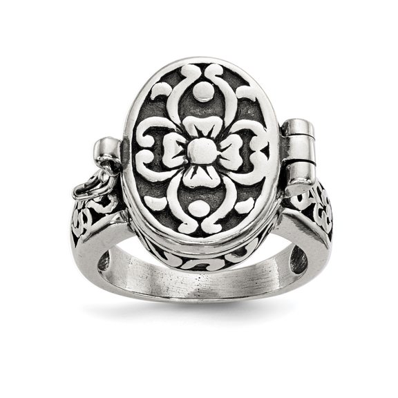 Sterling Silver Antique Locket Ring
