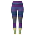 thumbnail image 4 of Gyexs Striped Tights for Women - Green and White / Pink and Purple / Yellow and Blue, Rainbow Print Leggings Purple & Size XXL, 4 of 5