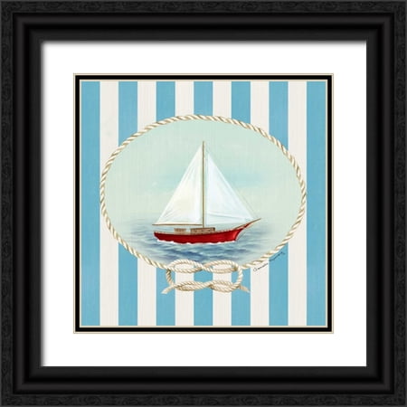 Murray Danielle 15x15 Black Ornate Wood Framed with Double Matting Museum Art Print Titled - Nautical and Nice Sail Boat