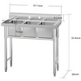 thumbnail image 2 of Utility Stainless Steel Sink, Commercial Kitchen Prep Sink Free Standing Single Bowl with Cold and Hot Water Pipe Undershelf Faucet for Restaurant Laundry Garage Bar Workshop 19.7" x 21.7" x 33.5", 2 of 9