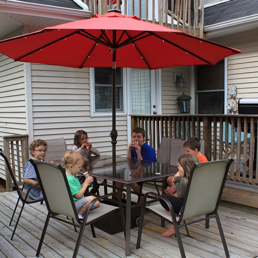 Abba Patio 9-Ft Round Patio Umbrella with 24 Solar Powered LED Lights, Push Button Tilt... by Abba Patio
