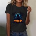 thumbnail image 4 of Oplxuo Halloween T Shirts for Women Spooky Skeleton Graphic Short Sleeve Crew Neck Tees 2025 Funny Pumpkin Print Tunic Tops, 4 of 4