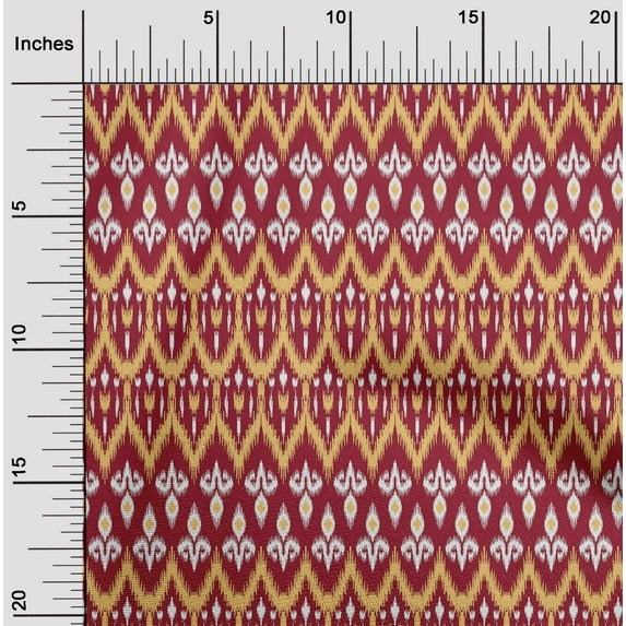 oneOone Cotton Poplin Fabric Damask & Chevron Ikat Printed Fabric 1 Yard 56 Inch Wide