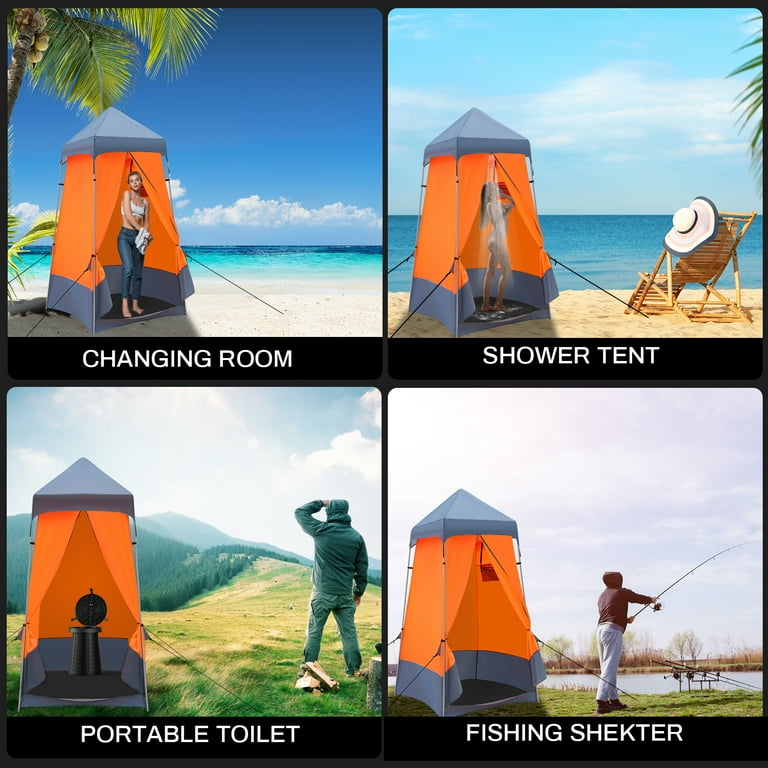 AUOSHI Privacy Shower Tent 7.2FT Portable Toilet Stall Spacious Dressing Changing Room Foldable Camping Tent for Camping Beach Hiking Picnic