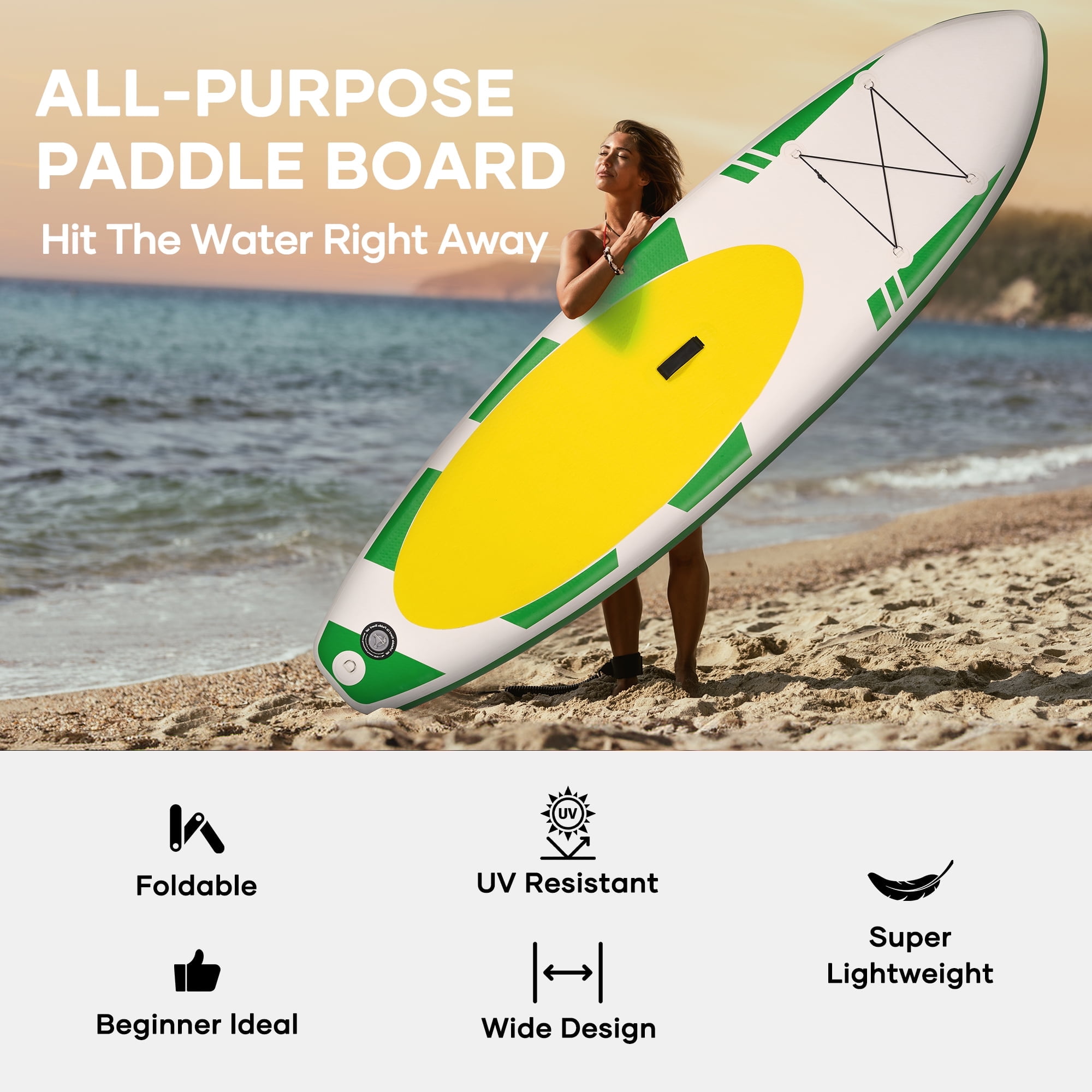 Naipo Inflatable Stand Up Paddle Board 10FT Paddle Board with Fast Pumping Carry Bag Versatile for Most Users Avocado Green