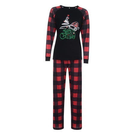 

women Christmas pajamas for family matching outfits son daughter sets soft Black Fashion ChristmasWomen Plaid Deer Print Long Sleeve Tops+Pants Family Pjs Matching Set