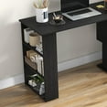 thumbnail image 6 of BOBOKY L Shaped Desk, Corner Computer Desk, 360 Degree Rotating Home Office Desk with Storage Shelves, Writing Table Workstation,Black, 6 of 10