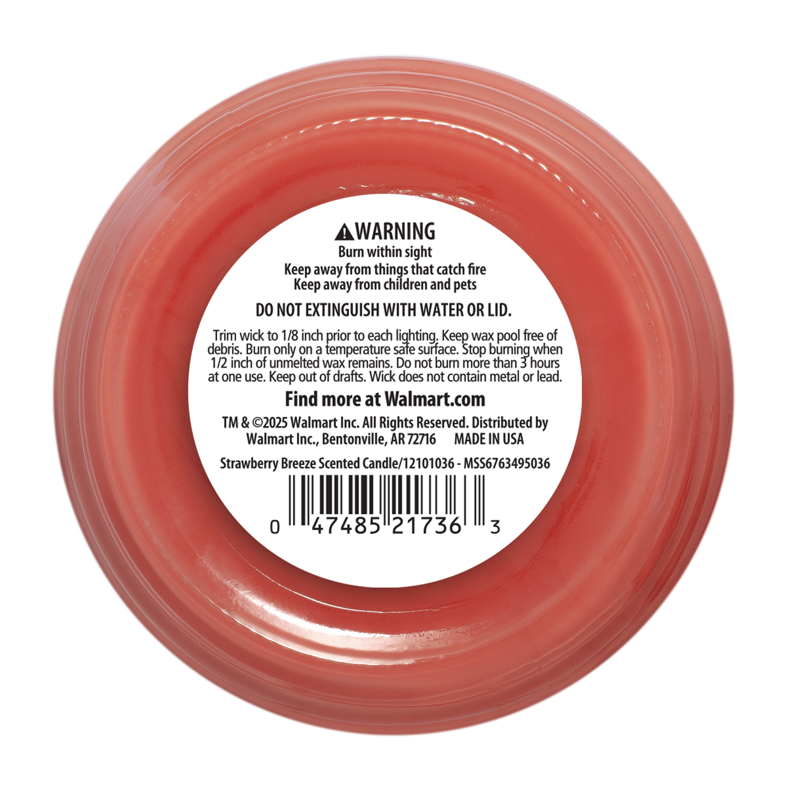Mainstays Strawberry Breeze Scented Jar Candle 3 Wick , 11.5 oz