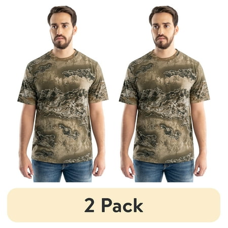 (2 pack) Realtree Men s Short Sleeve Scent Control Hunting Camouflage T-Shirt size S-3XL