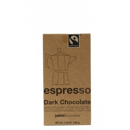 JELINA Espresso 72% Dark Chocolate Bar FAIR TRADE, 3.35