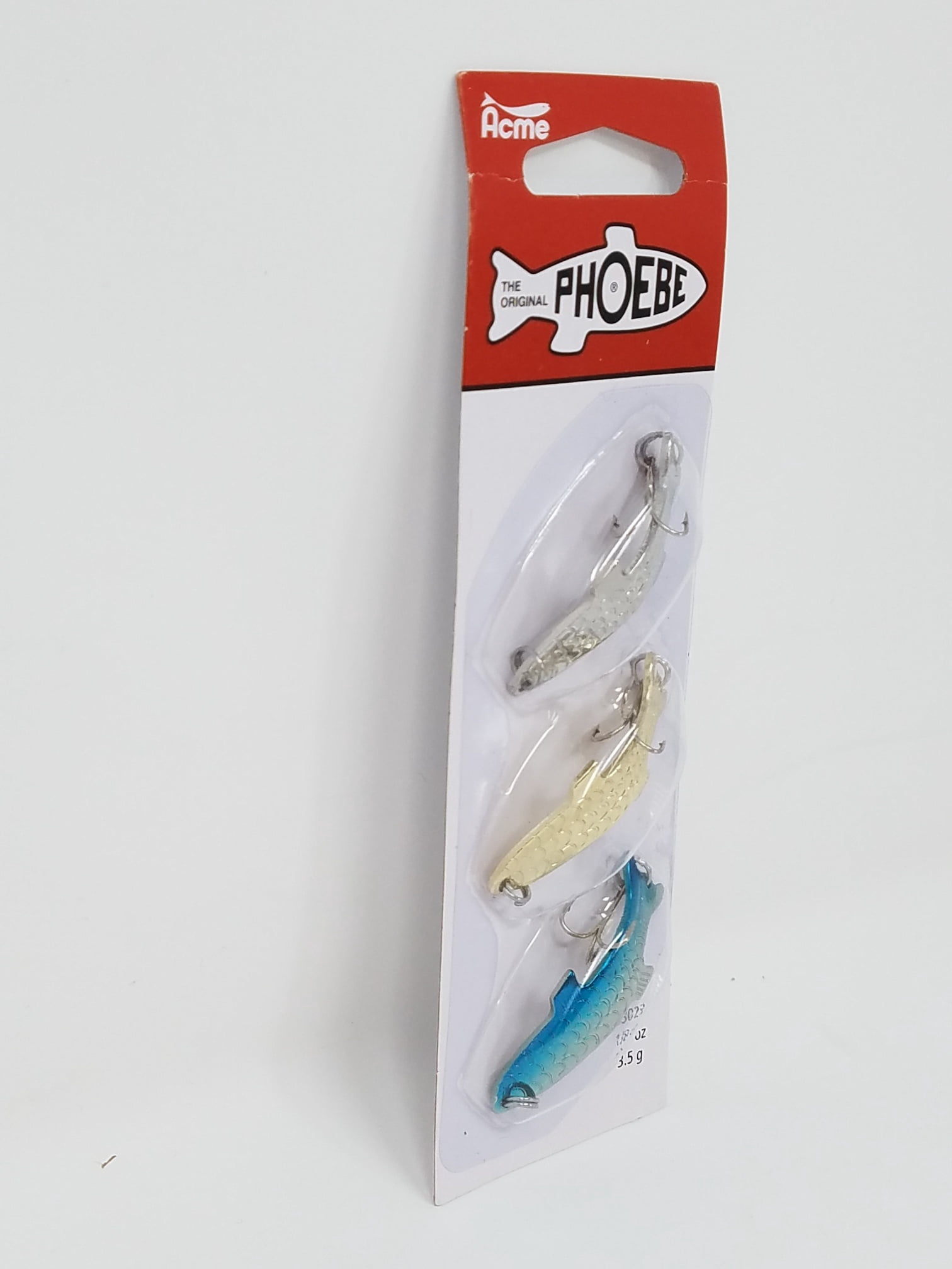 Acme Tackle Phoebe, Fishing Lure Spoon Kit, 3 Pack, 1/8 oz., Silver, Gold, Neon Blue