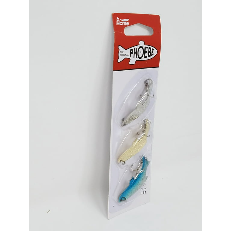 Acme Tackle Phoebe Fishing Lure Spoons 3PK 1/8 oz. Silver, Gold, Neon Blue  