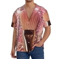 thumbnail image 7 of Lsque Makeup Brush on Pink Glitter print Men's Cuban Collar Short Sleeve Shirt Summer Beachwear Casual Button Down Fashionable Vacation Leisure Shirt-Large, 7 of 7