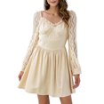 thumbnail image 1 of Vestido de encaje para mujer Lindo volante de cintura alta Cuello en V Manga larga de linterna Otoño Abanopi Extragrande, 1 of 7