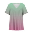 thumbnail image 3 of Itsame Short Sleeved Undershirt Tops for Womens Shirt T-Shirt Comfortable Printed Relaxed V-neck Blouses Pink Size 3XL, 3 of 4