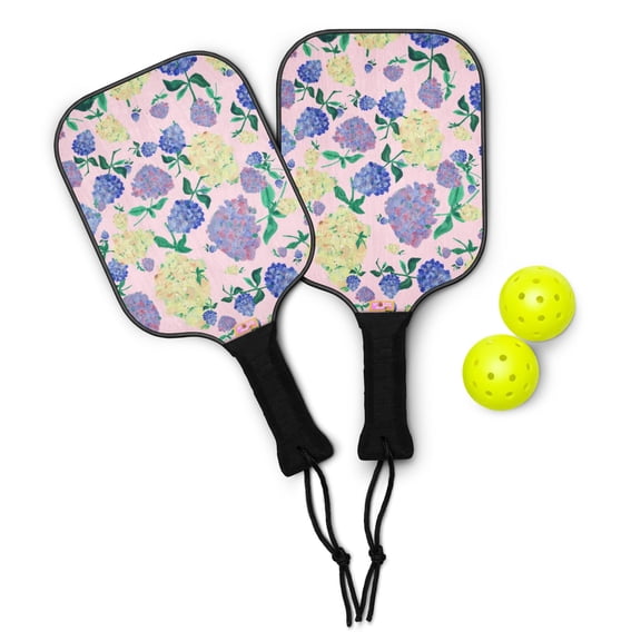 Painted Hydrangea's Light Pink Pickleball paddle set