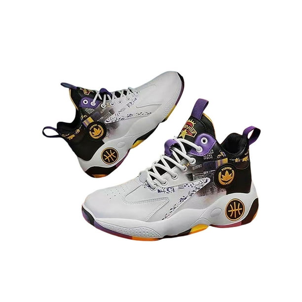 Woobling Mens Basketball Shoes Professional Running Shoe Training Sneakers Fashion Trainers Athletic Breathable Non slip Sport Sneaker White Purple 9 Walmart