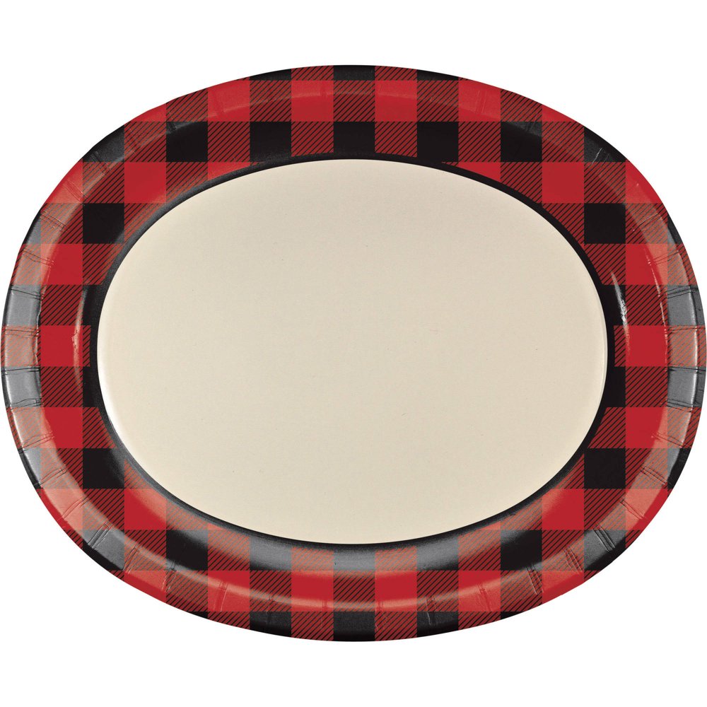 Buffalo Plaid Oval Plates, 8 pk