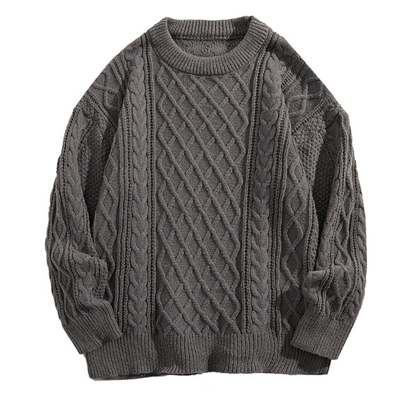 Mens Sweaters Winter New Round Neck Solid Color Versatile Knitted Thick Bottom Knitted Coat