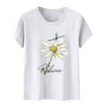 thumbnail image 5 of Daisy Printed T-Shirt for Womens Cotton T Shirts Round Neck Tee Short Sleeve Tops Comfort Casual Tunic Blouses Loose Relaxed Fit Tee Shirts Workout Going Out Outfits Summer 2025, 5 of 5