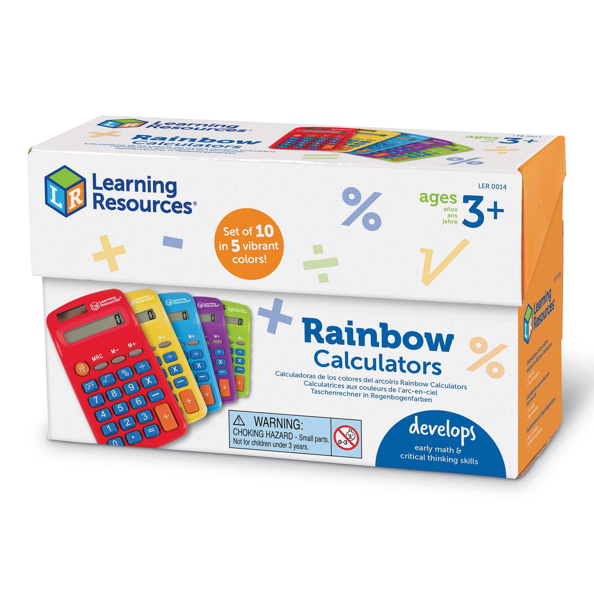 Learning Resources Rainbow Calculators, Solar Powered, Set of 10, Ages 3+
