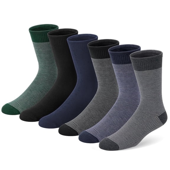 Loritta 6 Pairs Mens Dress Socks Business Breathable Crew Socks for Men Casual Stiped Long Socks, Size 6-9
