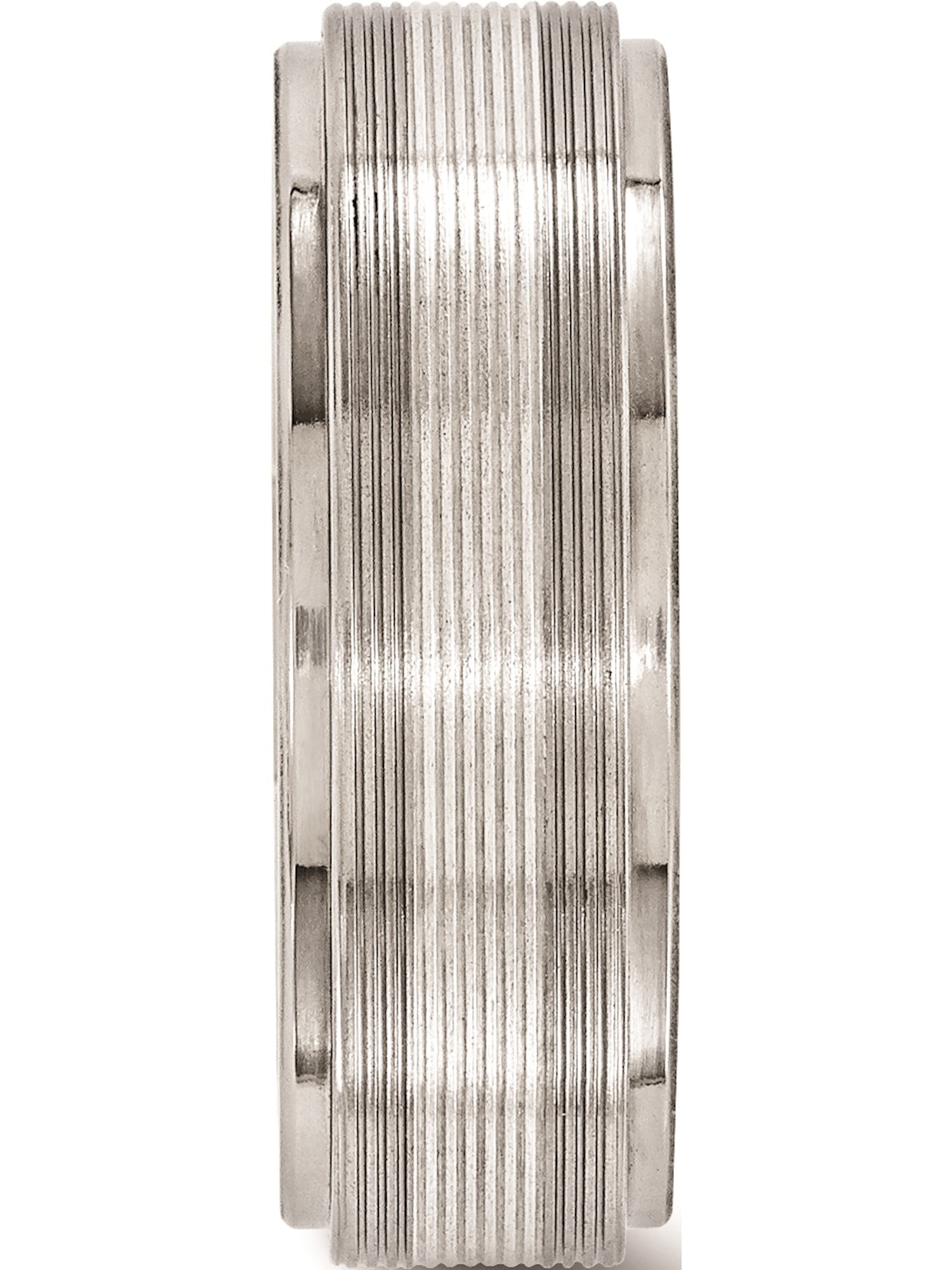 Edward Mirell Titanium w//14k White Gold Textured Lines 7.5mm Band
