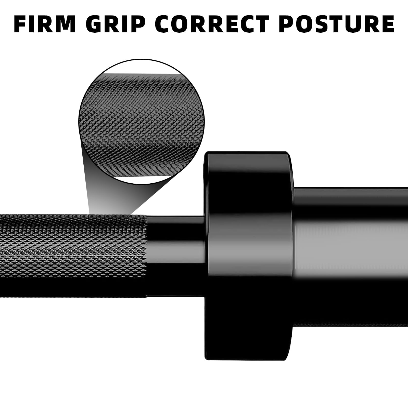 BouPower 7 Ft Barbell for Weightlifting & Powerlifting, 1500LBS Capacity Straight Bar, Ideal for Squats, Deadlifts, Bench Presses, Rows & Curls, Compatible with 2" Standard Weights
