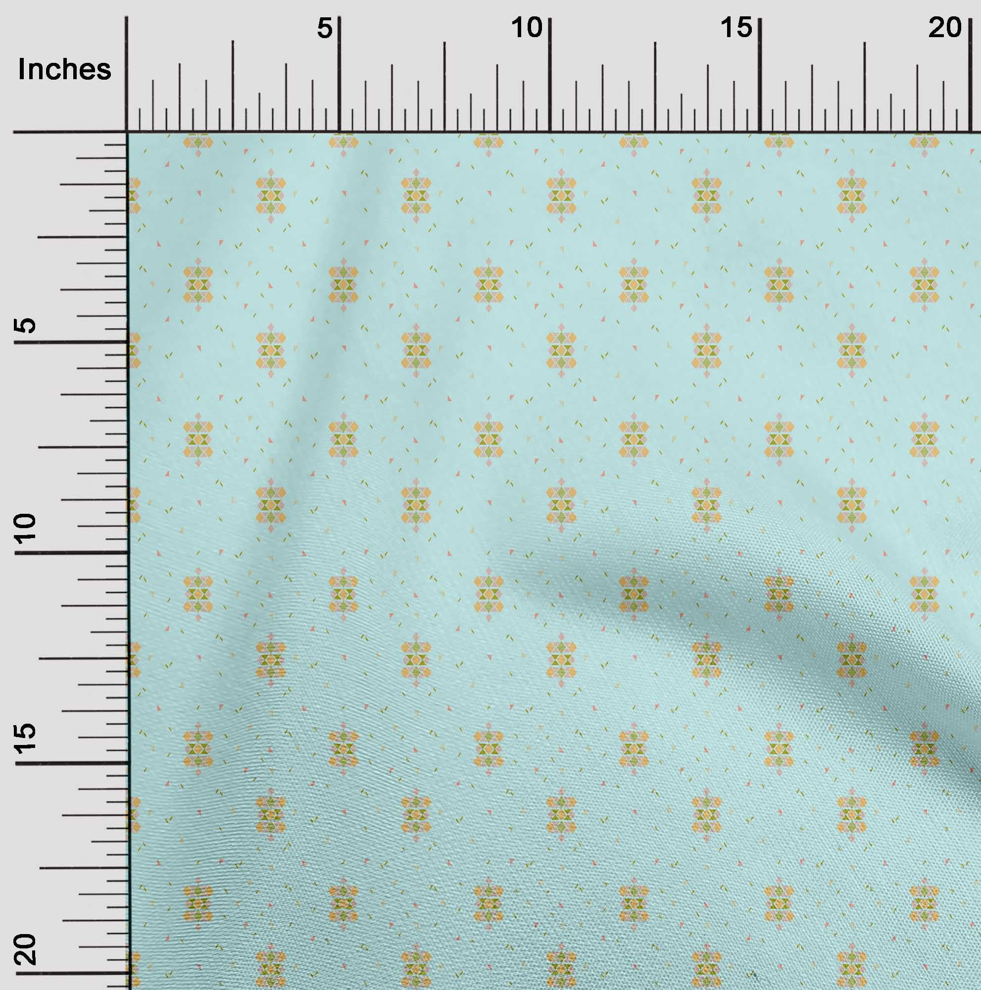 oneOone Organic Cotton Poplin Twill Fabric Diamond & Triangle Geometric ...