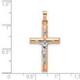 thumbnail image 2 of 14k Two-tone Polished Gold Hollow Crucifix Pendant Necklace 32x17mm Wide Pendant for Women, 2 of 2
