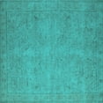 thumbnail image 1 of Ahgly Company Machine Washable Indoor Square Oriental Turquoise Blue Industrial Area Rugs, 8' Square, 1 of 4