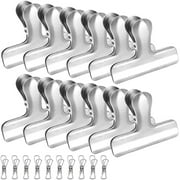 DUOFIRE Chip Clips Stainless Steel Bag Clips Heavy Duty Food Clips 3 Inches Round Edge 12 Pack for Home Kitchen Office